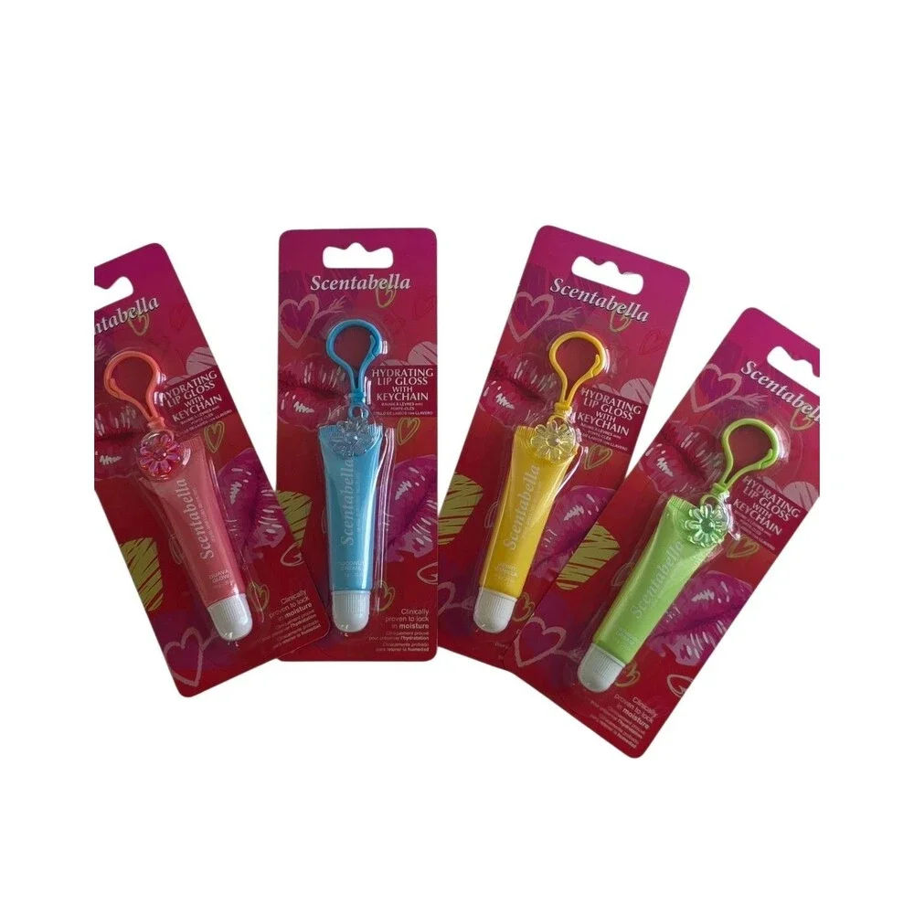 Scentabella Hydrating Lip Gloss With Key Chain ~Lot Of 4